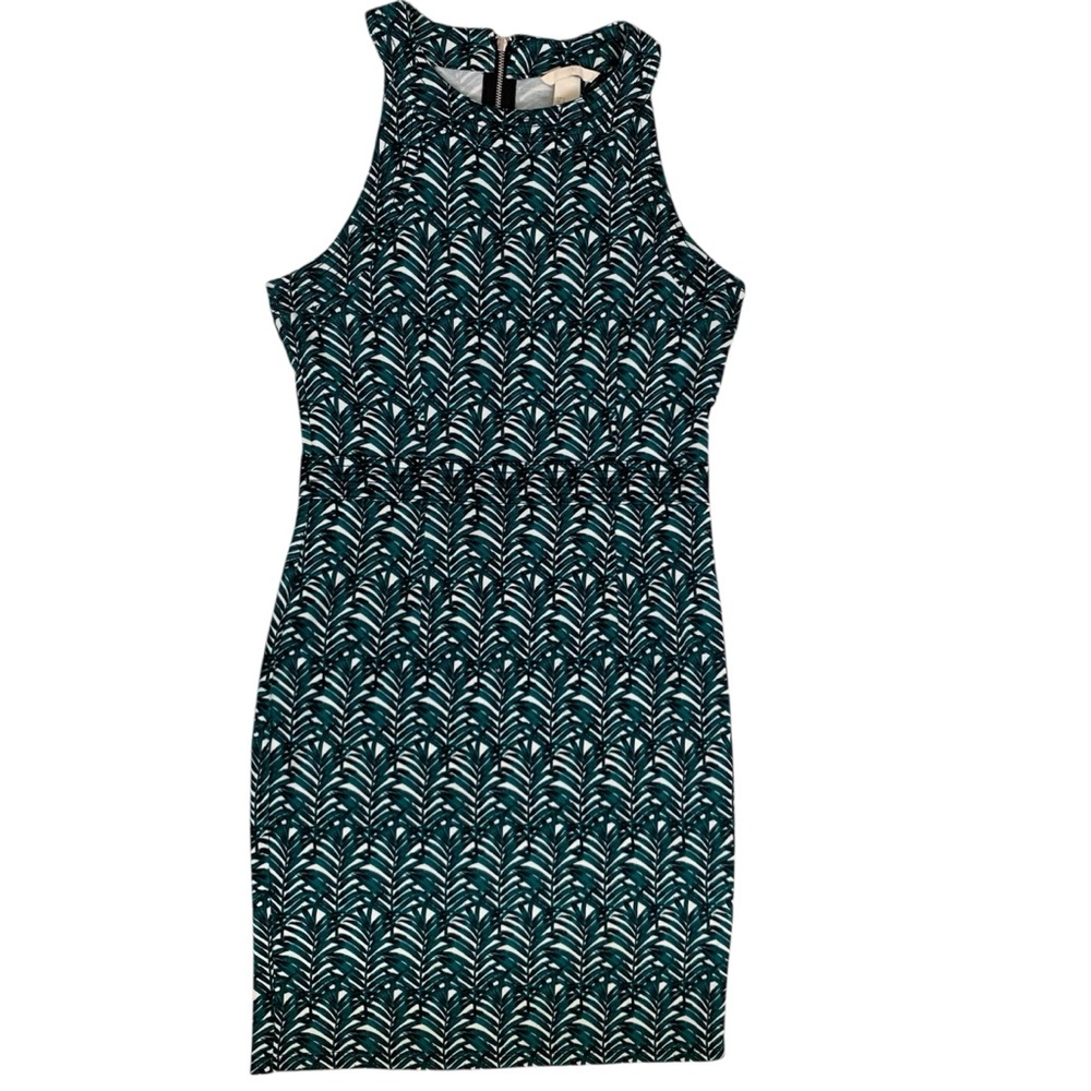 H&M Green Palm Leaf Print Sleeveless Dress Size Small